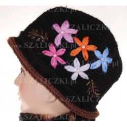 Komplet kapelusik + szalik kwiatki 020-06