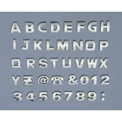 Litery, cyfry chromowane, samoprzylepne znaki 3D - plansza 200 znaków